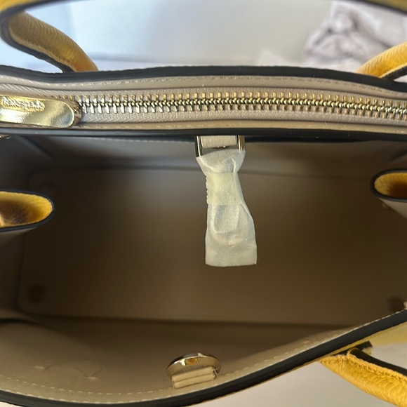 Kate Spade New York Knott Lemon Yellow Pebbled Leather Medium Satchel Crossbody - Picture 7 of 11